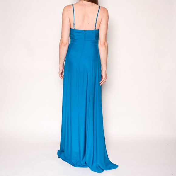 AMANDA UPRICHARD Channing Blue Silk Slip Gown NWT - Picture 5 of 7